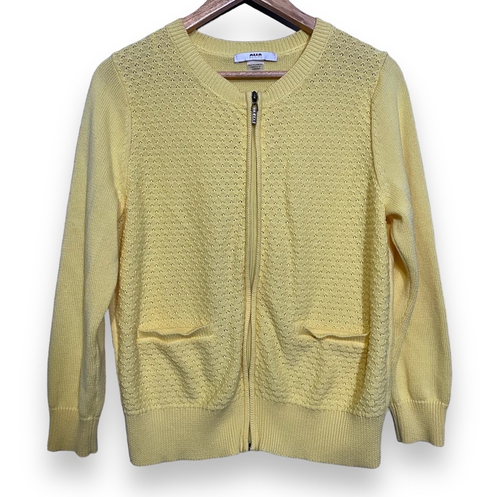 ALIA Petites Yellow‎ Zip Up Cottagecore Cardigan - Medium